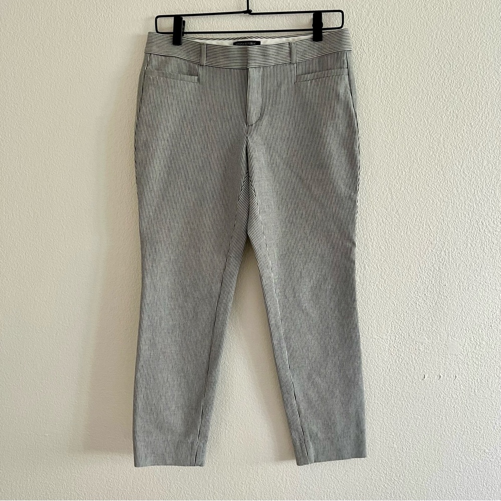 Banana Republic Sloan Grey Stripe Tailored Stretch Ankle-Length Pants- 4